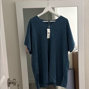 New Eileen Fisher Tunic Teal V-Neck Women's Top